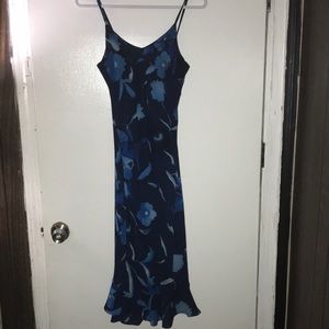Blue Floral Tight Fitted Summer Dress